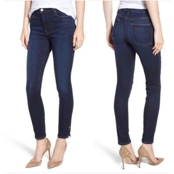 FRAME Denim Le High Skinny Jean Ankle Side Slit Rivet Size 28 - Picture 1 of 11